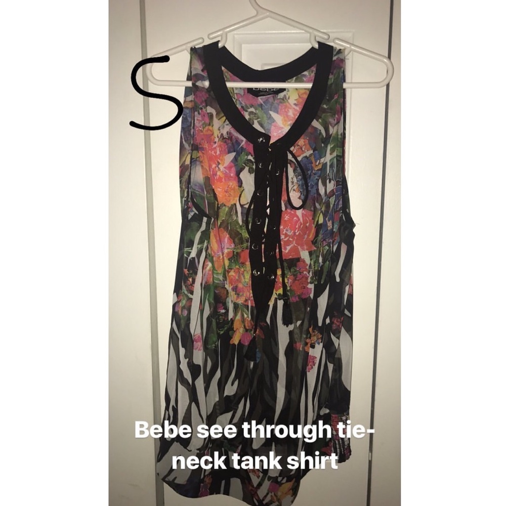 Bebe, sheer, tie-up shirt
